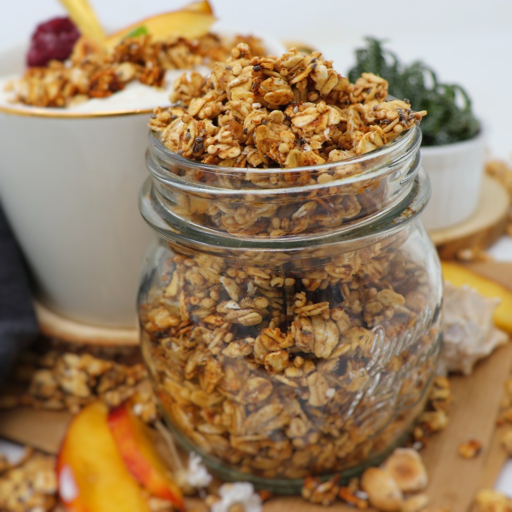 Granola con semi di chia, senza olio e senza zucchero